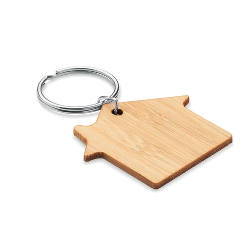 [MO6979-40] House Shaped Bamboo Key Ring
