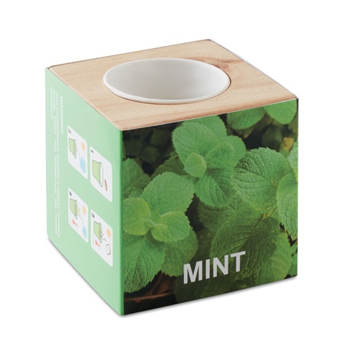 [MO9337-40] Herb Pot Wood "Mint"
