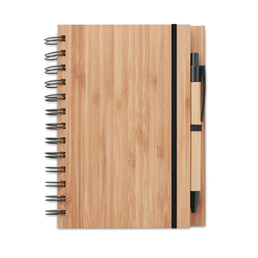 [MO9435-40] Bamboo Notebook With Pen Lined