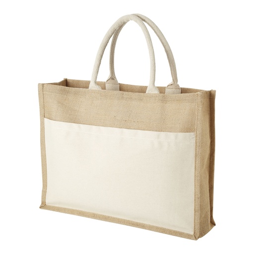 [11952600] Mumbay cotton pocket jute tote bag 18L