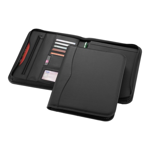 [19549301] Ebony A4 zippered portfolio