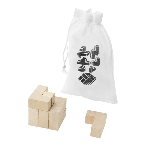 [19544809] Solfee wooden squares brain teaser with pouch