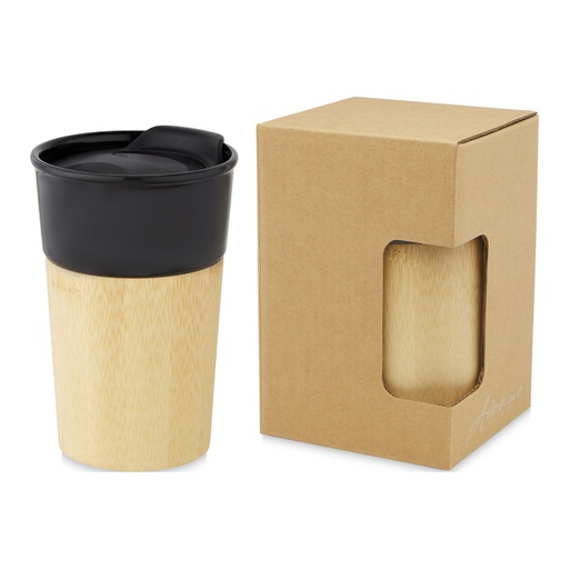 [10064590] Pereira 320 ml porcelain mug with bamboo outer wall