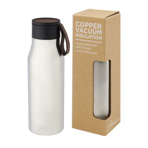 Ljungan 500 ml copper vacuum insulated stainless steel bottle with PU leather strap and lid