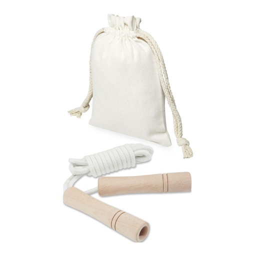 [12702002] Denise wooden skipping rope in cotton pouch