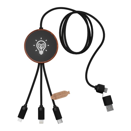 [2PX07371] SCX.design C40 5-in-1 rPET light-up logo charging cable and 10W charging pad