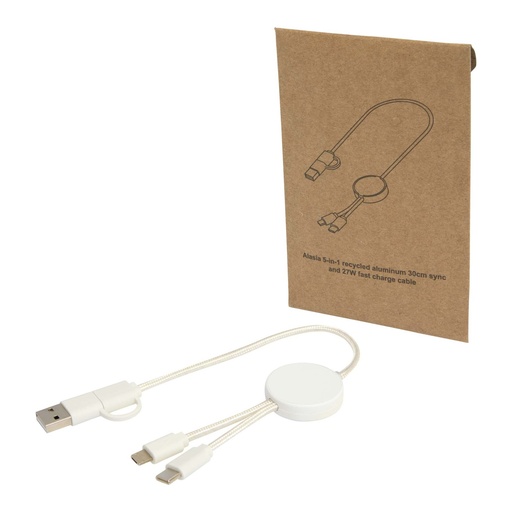 Citala 5-in-1 recycled plastic 30 cm data sync and 27W fast charge cable