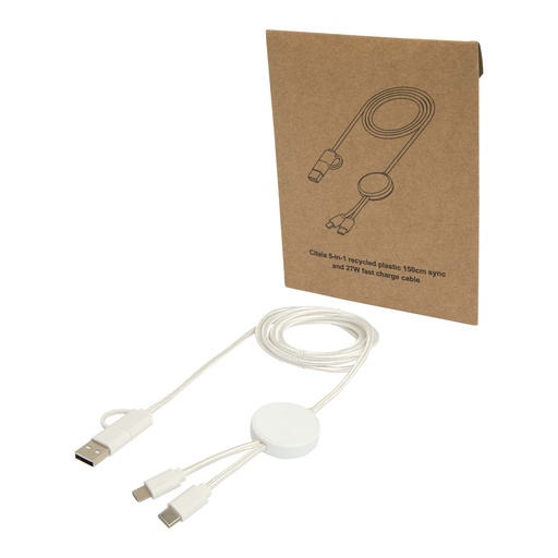 Citala 5-in-1 recycled plastic 150 cm data sync and 27W fast charge cable