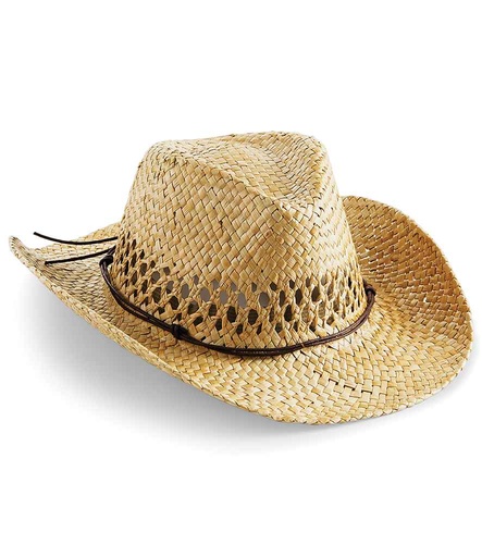 [BB735 NAT] Beechfield Straw Cowboy Hat