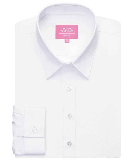 [BK591 WHI] Brook Taverner Ladies Silvi Fitted Long Sleeve Blouse