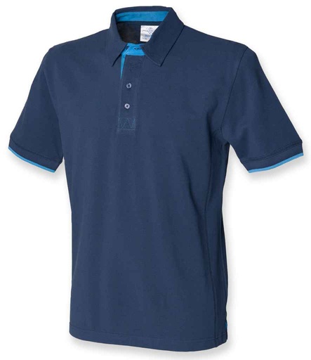 [FR200 NV/MR] Front Row Contrast Cotton Piqué Polo Shirt