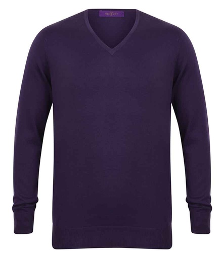 Henbury Lightweight Cotton Acrylic V Neck Sweater