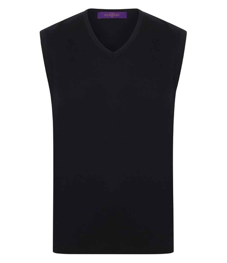 Henbury Lightweight Sleeveless Cotton Acrylic V Neck Sweater