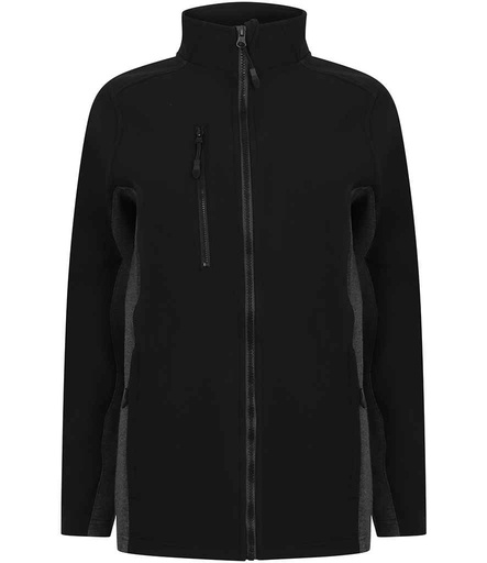 [H835 BK/CH] Henbury Unisex Contrast Soft Shell Jacket