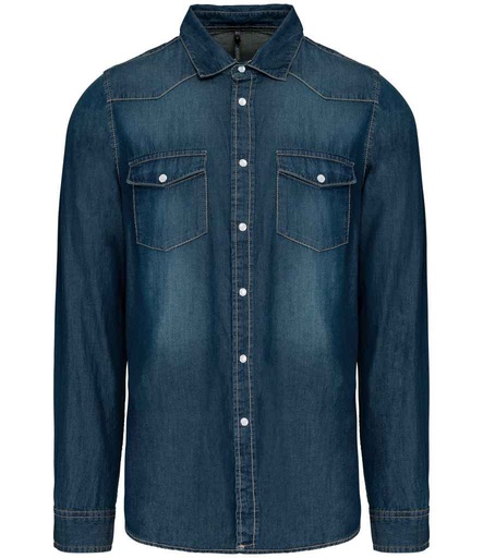 [KB519 DNM] Kariban Long Sleeve Denim Shirt