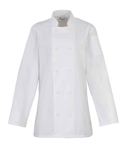 [PR671 WHI] Premier Ladies Long Sleeve Chef's Jacket