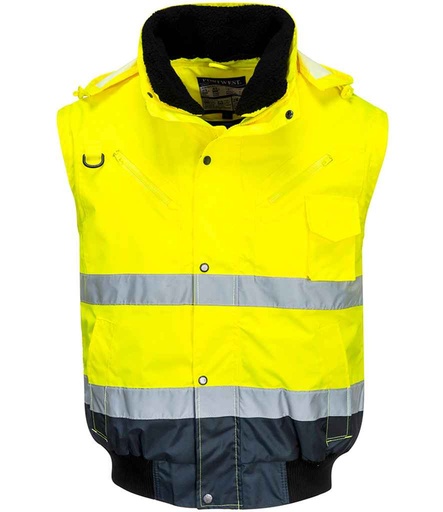 [PW013 YL/NV] Portwest 3-in-1 Hi-Vis Bomber Jacket