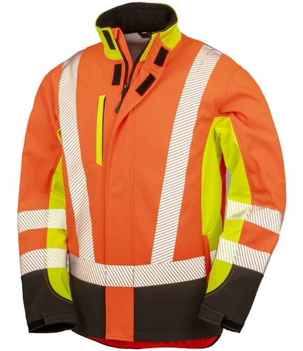 [RS506 Y/O/B] Result Recycled Three Layer Printable 3-Tone Safety Soft Shell Jacket