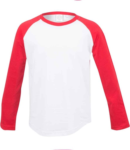 [SM271 WH/RD] SF Clothing Kids Long Sleeve Baseball T-Shirt