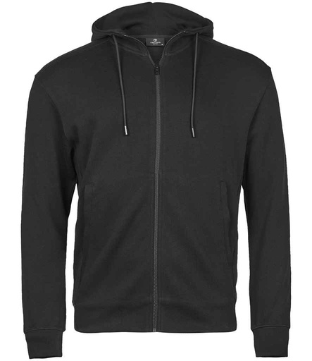 [T5508 BLK] Tee Jays Ribbed Interlock Full Zip Hooded Sweatshirt
