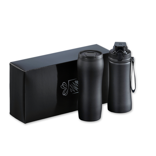 [HD160-BL/HBN03-BL] Drinking Set: thermal mug 400 ml & steel bottle 550 ml