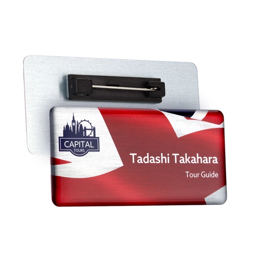 [AESB2D] Aluminium Name Badge 73mm x 35mm Domed