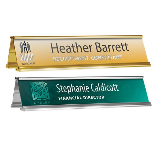 [NPH5] Reusable Metal Desk Nameplate Holder Double Sided 8 ins x 2 ins