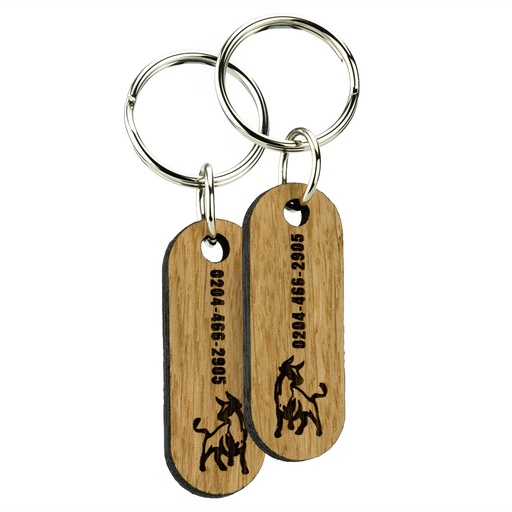 [WDK1-2] Oak Keyring Double Side Engraved 55mm x 20mm Oblong