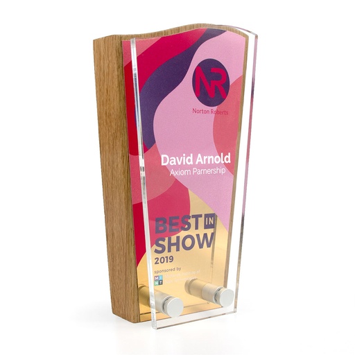 Wave Top Award 110mm x 200mm With Metal Plate & Acrylic Front