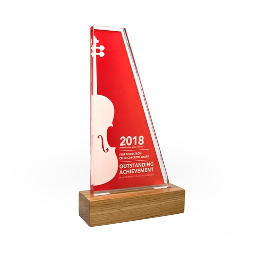 [ACRFS-WD2-4] Wedge Acrylic Award 125mm x 225mm With 28mm Wooden Base