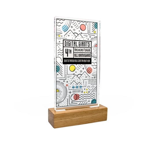 [ACRFS-WD3-5] Oblong Acrylic Award 95mm x 175mm With 45mm Wooden Base