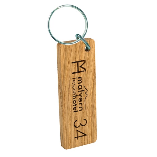 [WDKL1-1-OAK] Large Oak Keyring Single Sided Engraved 100mm x 35mm Oblong