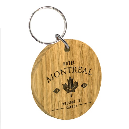 [WDKL3-1-OAK] Large Oak Keyring Single Sided Engraved 55mm Round