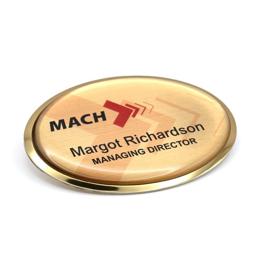 Excel Framed Name Badge 70mm x 50mm Oval Domed