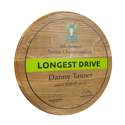 [WDPW10x10-OAKWITHOILED] Real Wood Round Plaque 10 x 10ins