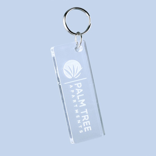 [ACR-KL1-1-CLEARACRYLIC] Large Acrylic Engraved Keyring 100mm x 35mm Oblong