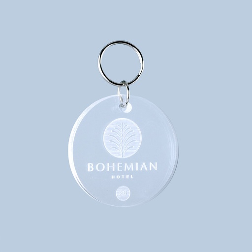 [ACR-KL3-1-CLEARACRYLIC] Large Acrylic Engraved Keyring 70mm Round