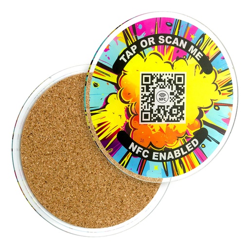 [RE-ACRC-RO-M-NFC] Recycled Acrylic NFC Coaster Round Medium