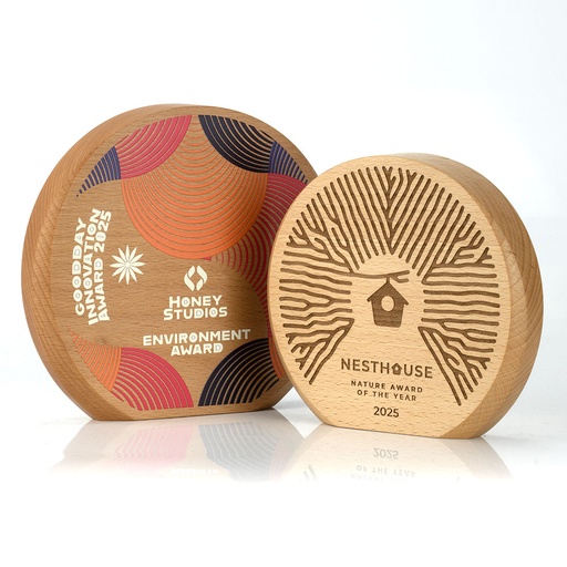 [WDFSA-3-BEECHWITHOIL] Beech Facet Sunrise Award 180mm x 160mm