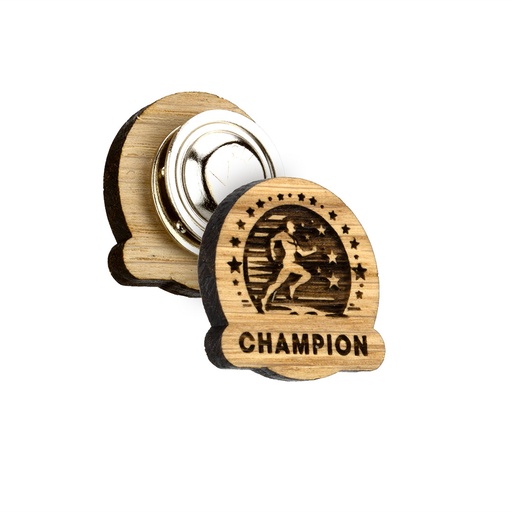 [WDE-PB25M] Oak Engraved Clutch Pin Badge with Magnet Fitting Upto 25x25mm