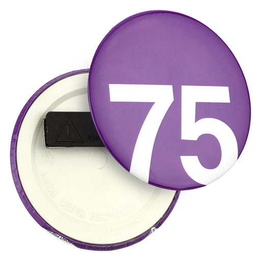 [MP-BB75M] 75mm Button Badge with Recycled Plastic Back and Magnet Fitting