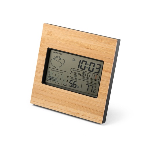 [97099-103] BROMLEY. Desktop weather station with LCD screen in ABS and bamboo