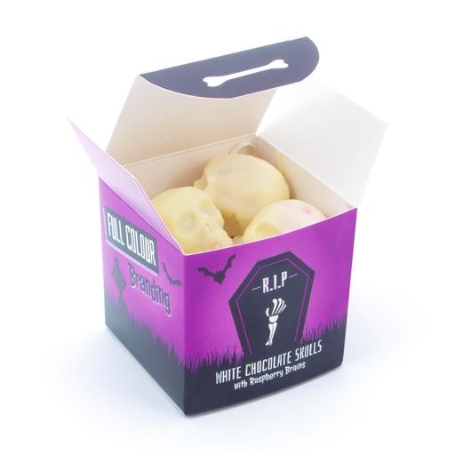 [106805] Halloween - Eco Maxi Cube - White Chocolate Skulls - x4